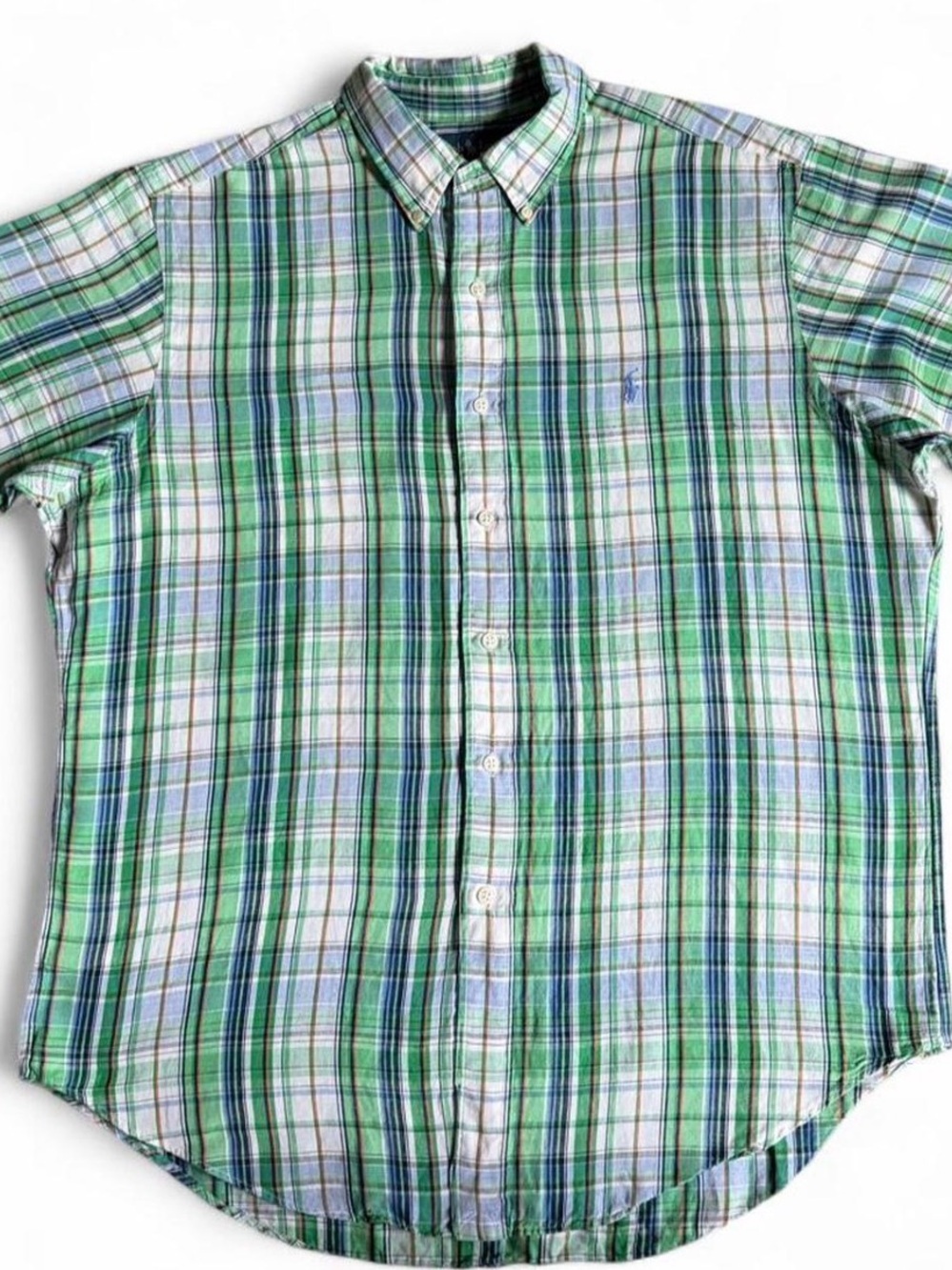 Ralph Lauren Green and Blue Plaid Button-Down Shirt - Men